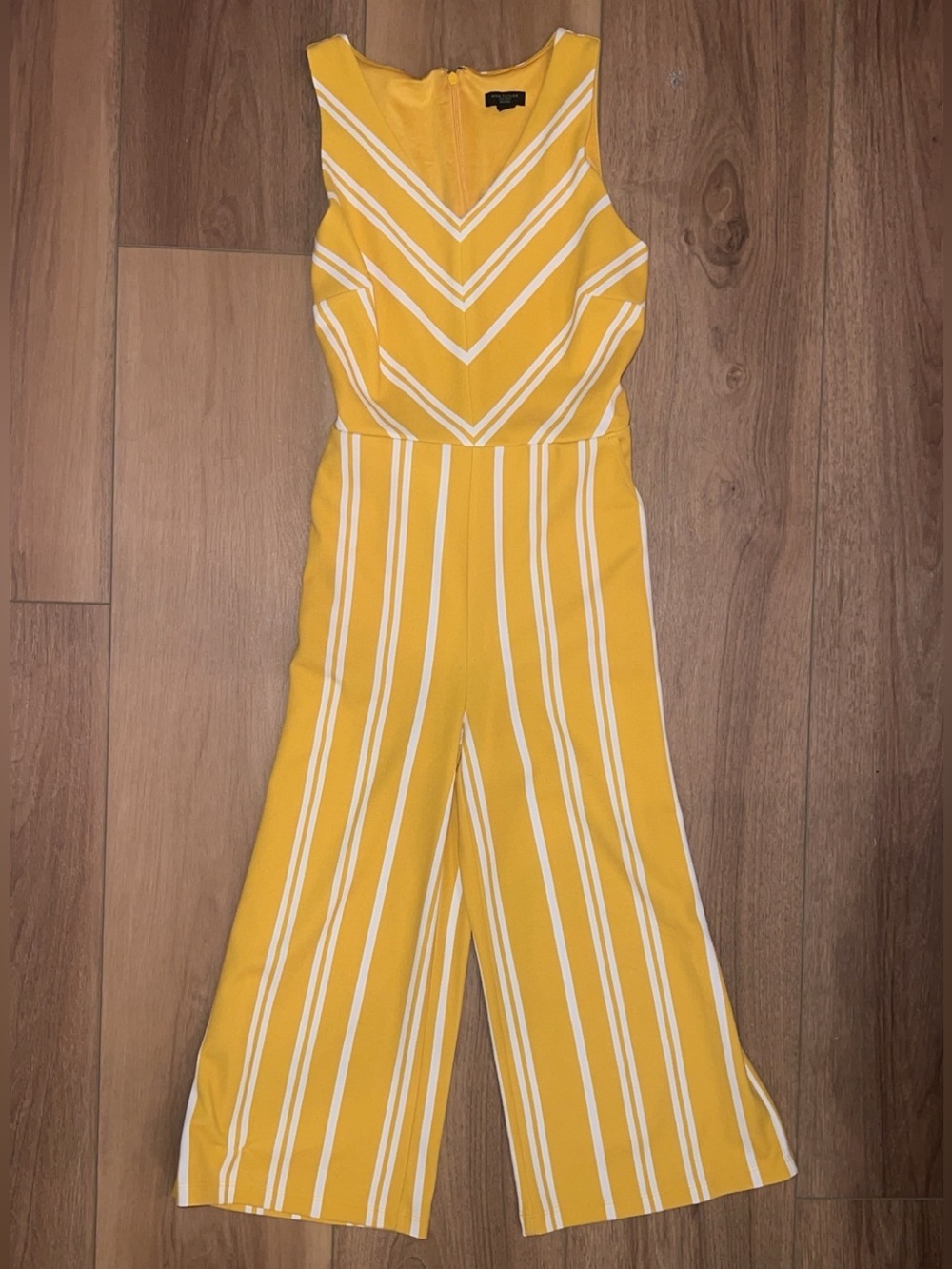 Ann Taylor - Petite Striped Yellow Wide-Leg Jumpsuit
